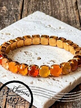 Autumn's Harvest Punch Orange, Yellow, Red Swarovski Crystals Stretch Bracelet